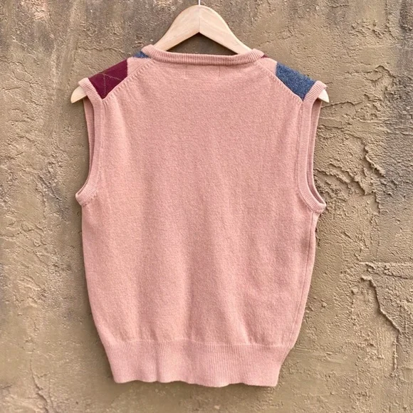 SOLD Vintage Checkmate V Neck Sleeveless Argyle Preppy Sweater Sz M - Picture 2 of 4